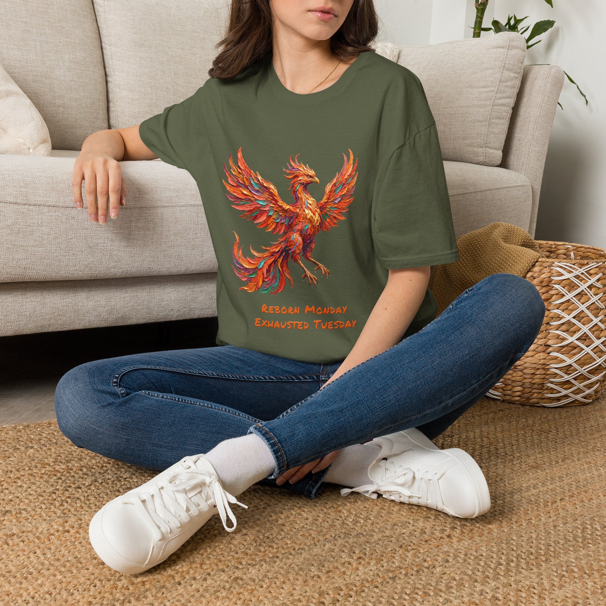 Phoenix Reborn Monday Soft T-Shirt (Exhausted Tuesday)
