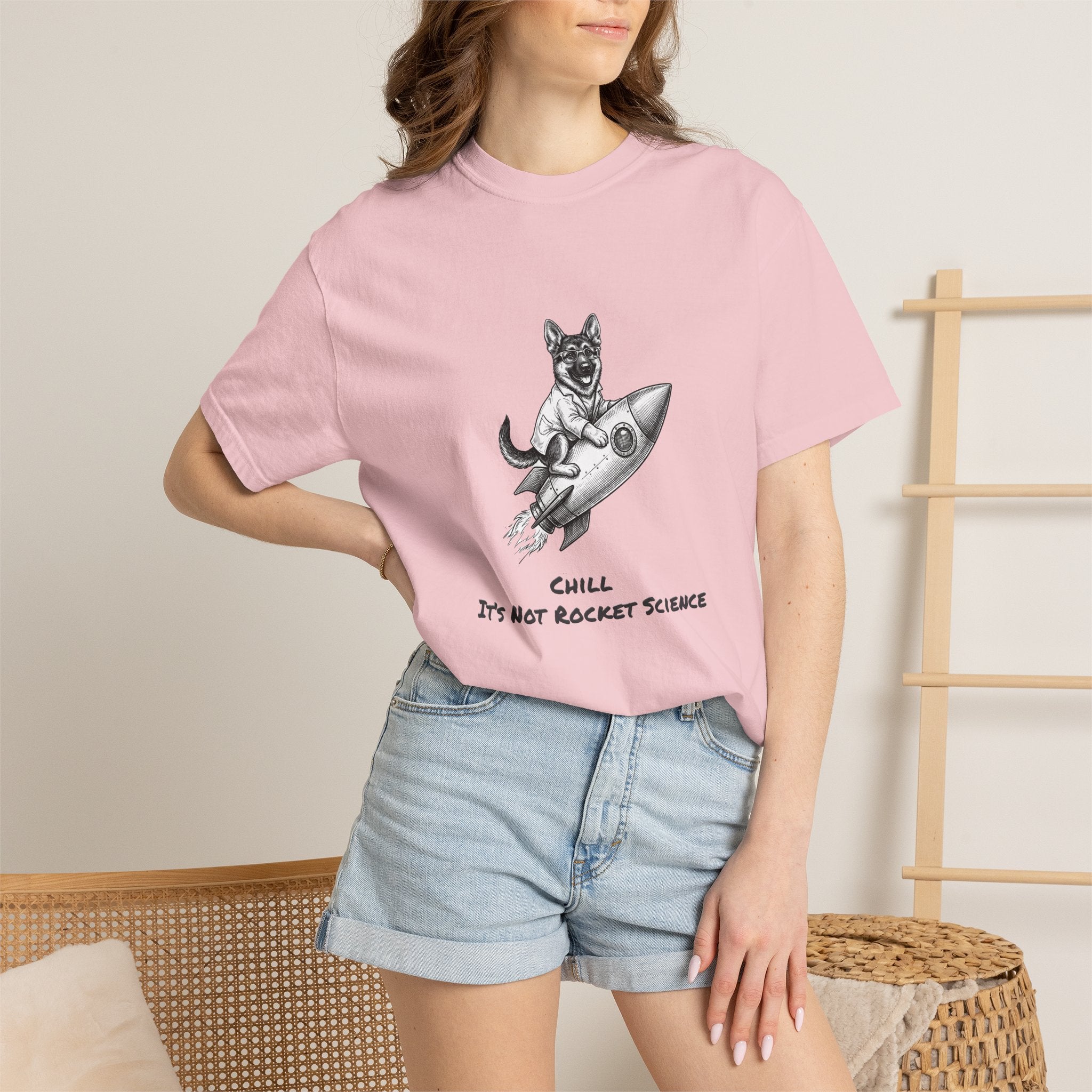 Dog on Rocket T-Shirt (Chill It’s Not Rocket Science Graphic Tee)