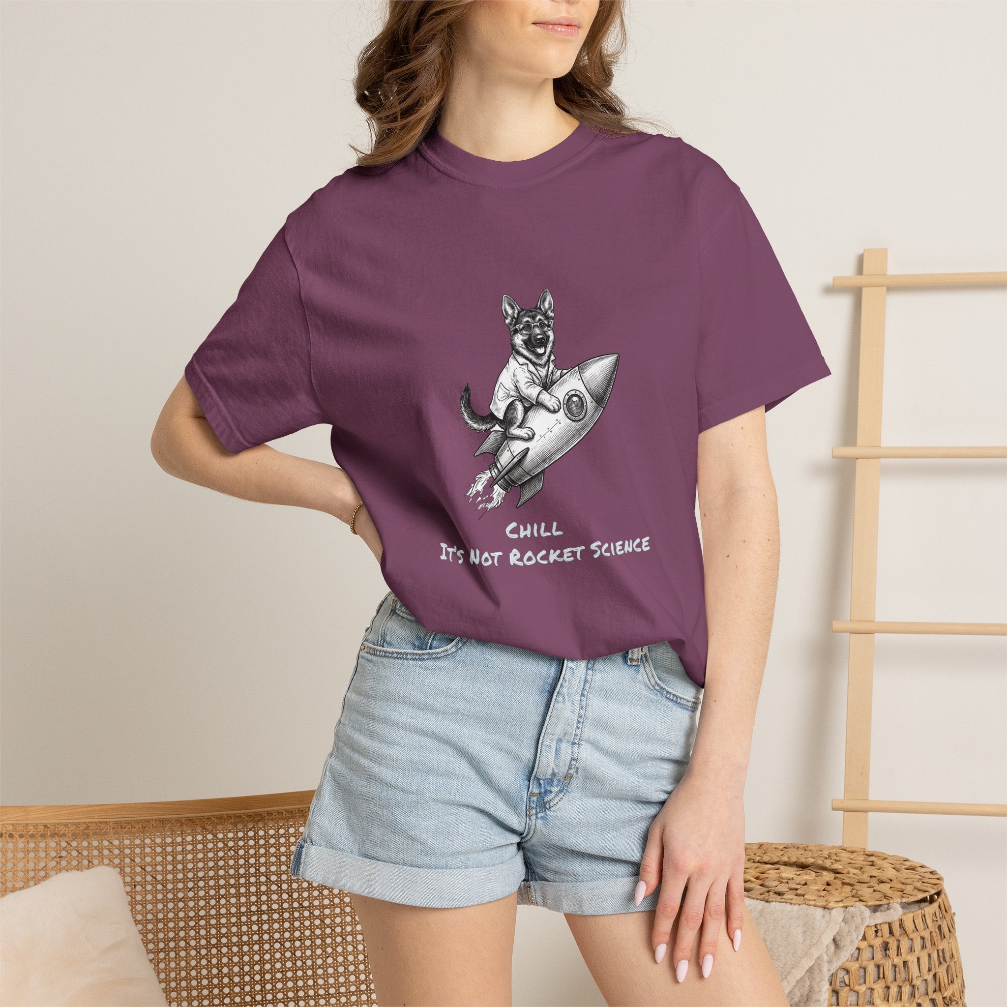 Dog on Rocket T-Shirt (Chill It’s Not Rocket Science Graphic Tee)