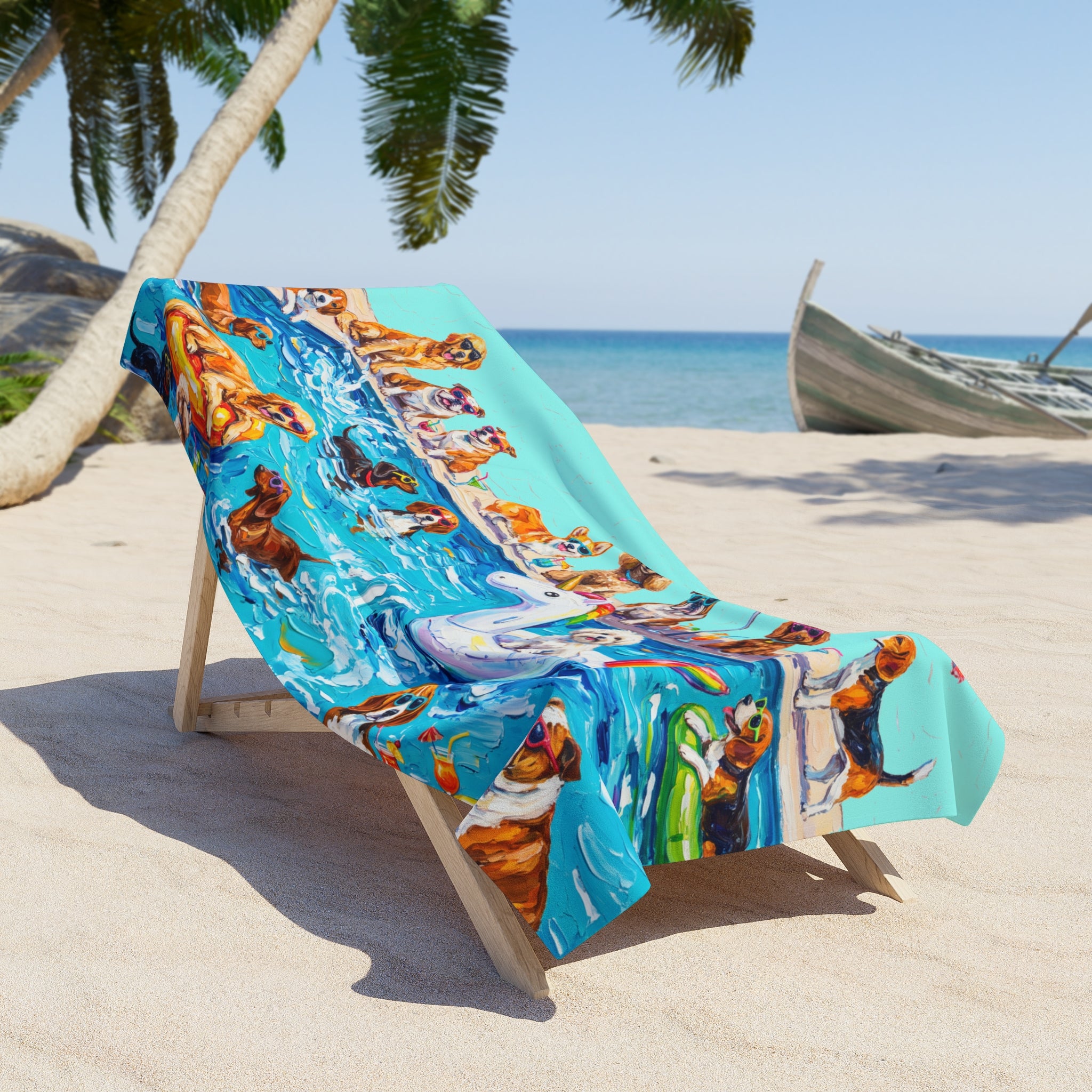 Dogs Pool Party Beach Towel