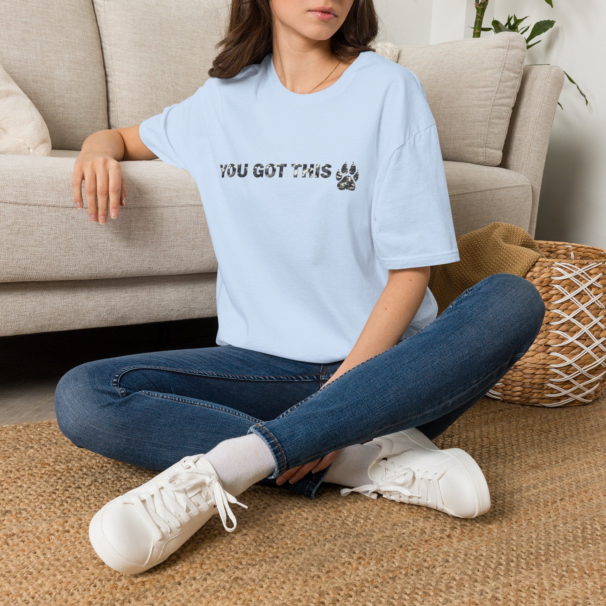 You Got This T-Shirt — Camo Encouragement Tee with Paw Print