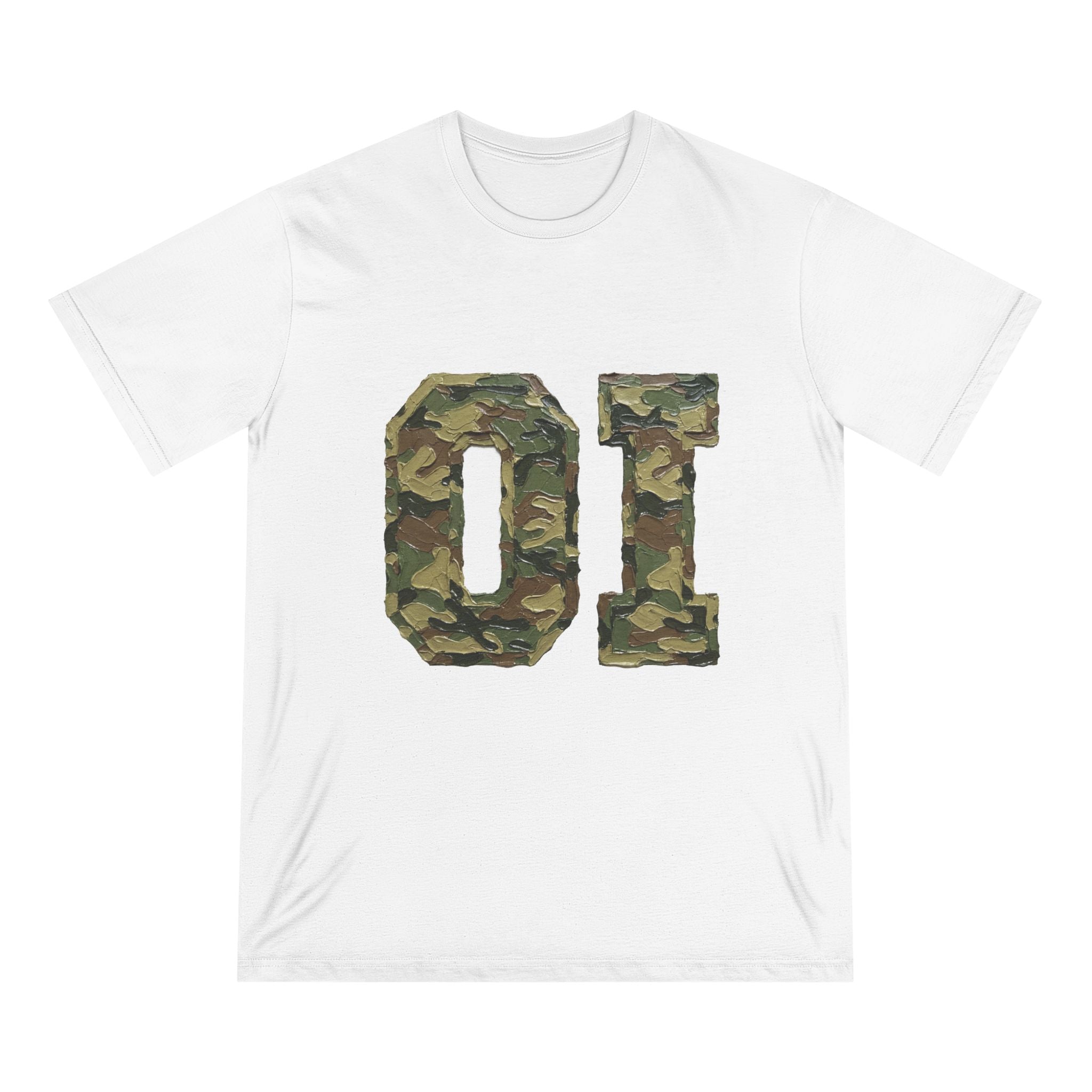 Organic Camo 'OI' Graphic T-Shirt — Military Style Vintage Number Tee (Organic Intelligence)