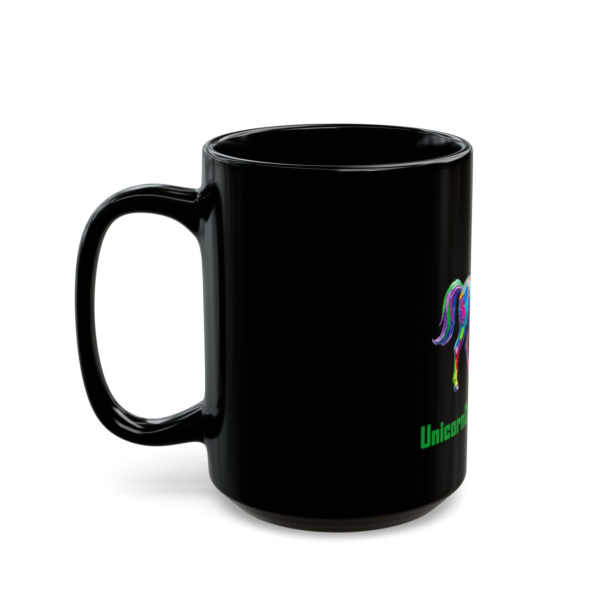 Rainbow Unicorn Black Coffee Mug (15oz)