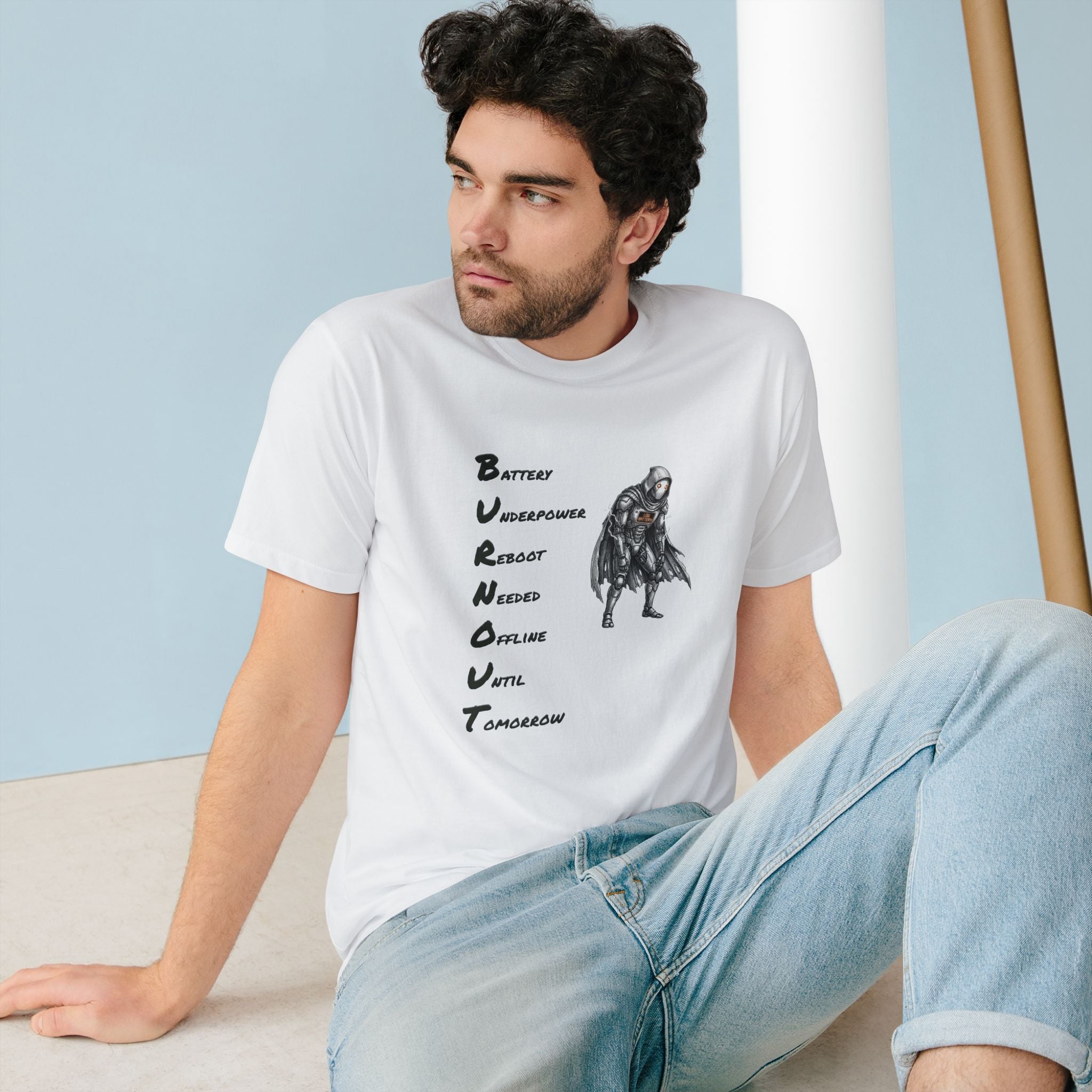 Organic Burnout Robot Graphic T-Shirt
