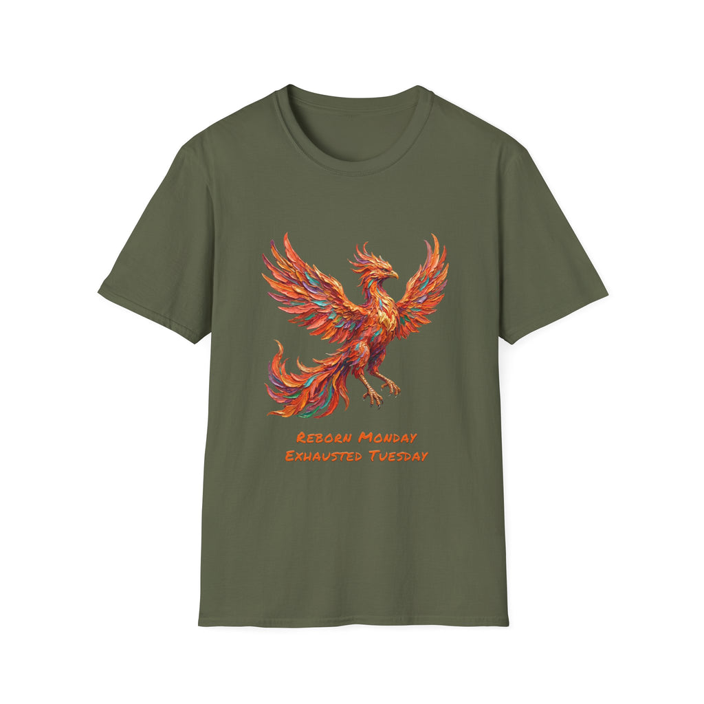 Phoenix Reborn Monday Soft T-Shirt (Exhausted Tuesday)