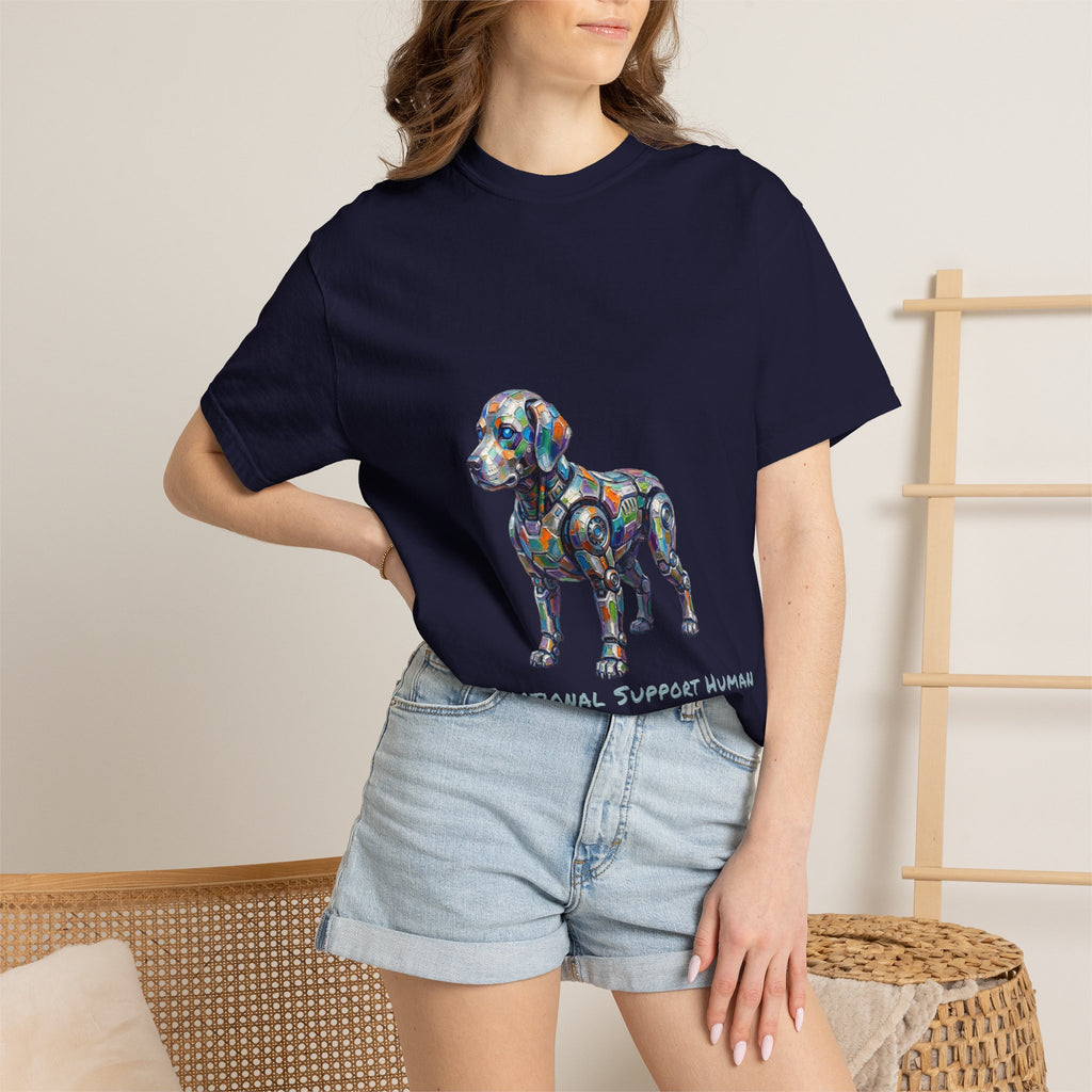Robot Dog T‑Shirt — “My Emotional Support Human Is Offline Tee