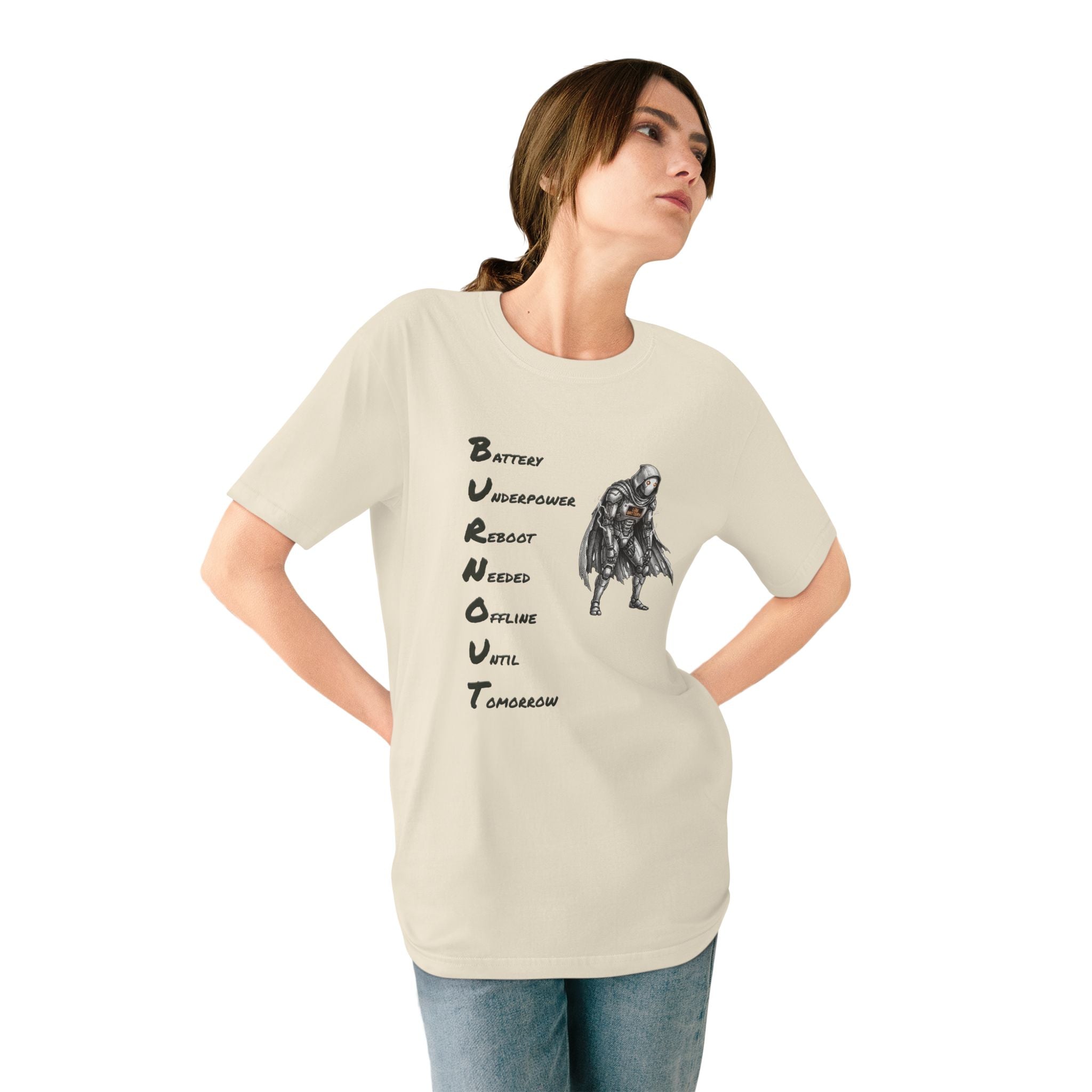 Organic Burnout Robot Graphic T-Shirt
