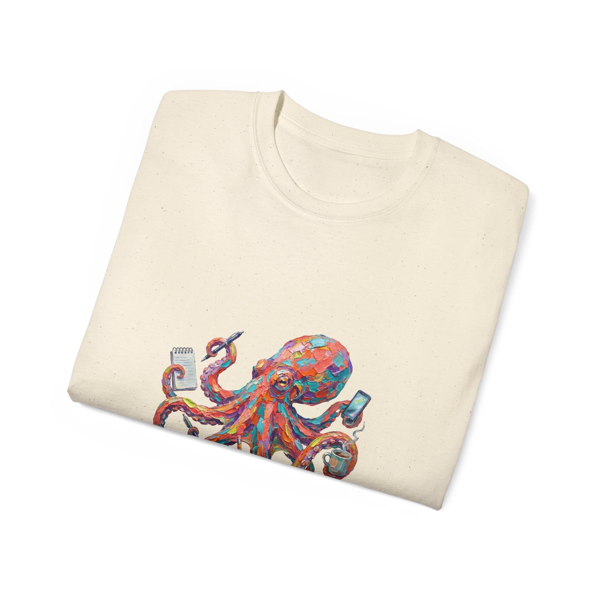 Octopus Multitasking Tee — "I Have a PhD in Multitasking" Cotton T-Shirt