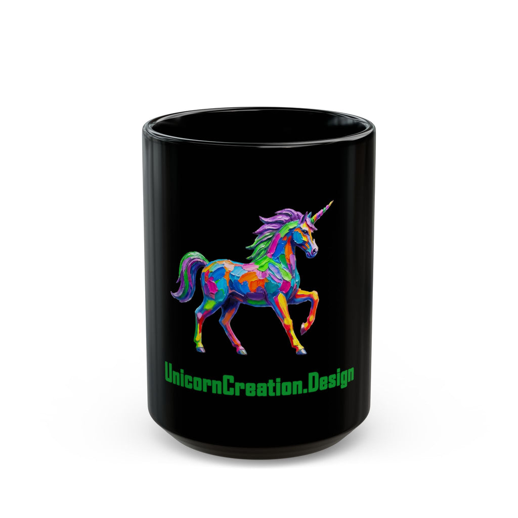 Rainbow Unicorn Black Coffee Mug (15oz)