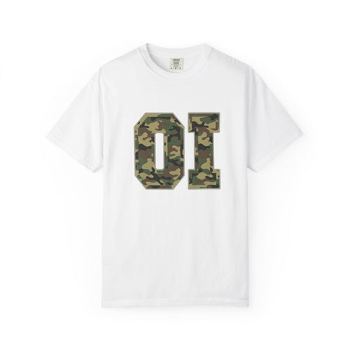 Camo 'OI' Graphic Tee — Military Camo Number Shirt (Organic Intelligence)