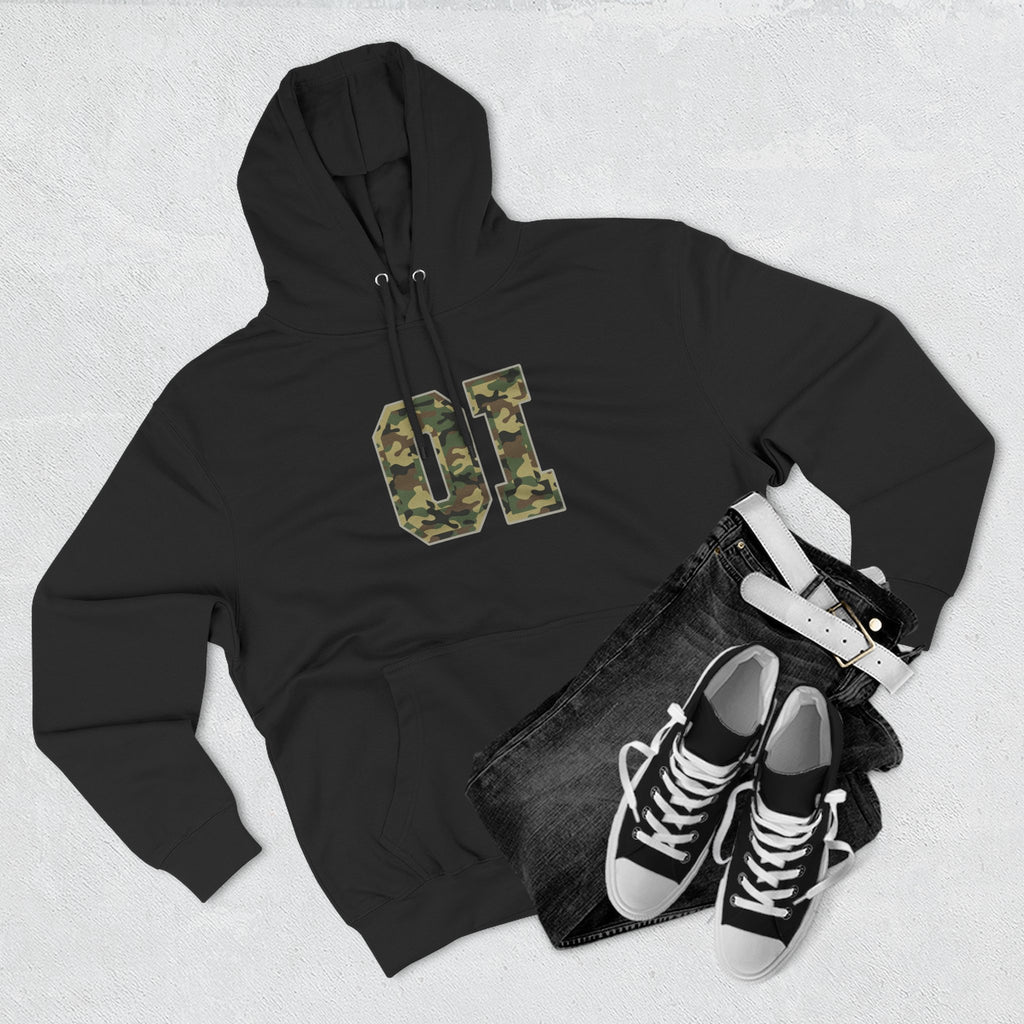 Camo 'OI' Fleece Hoodie — Military Number Camo Pullover (Organic Intelligence)