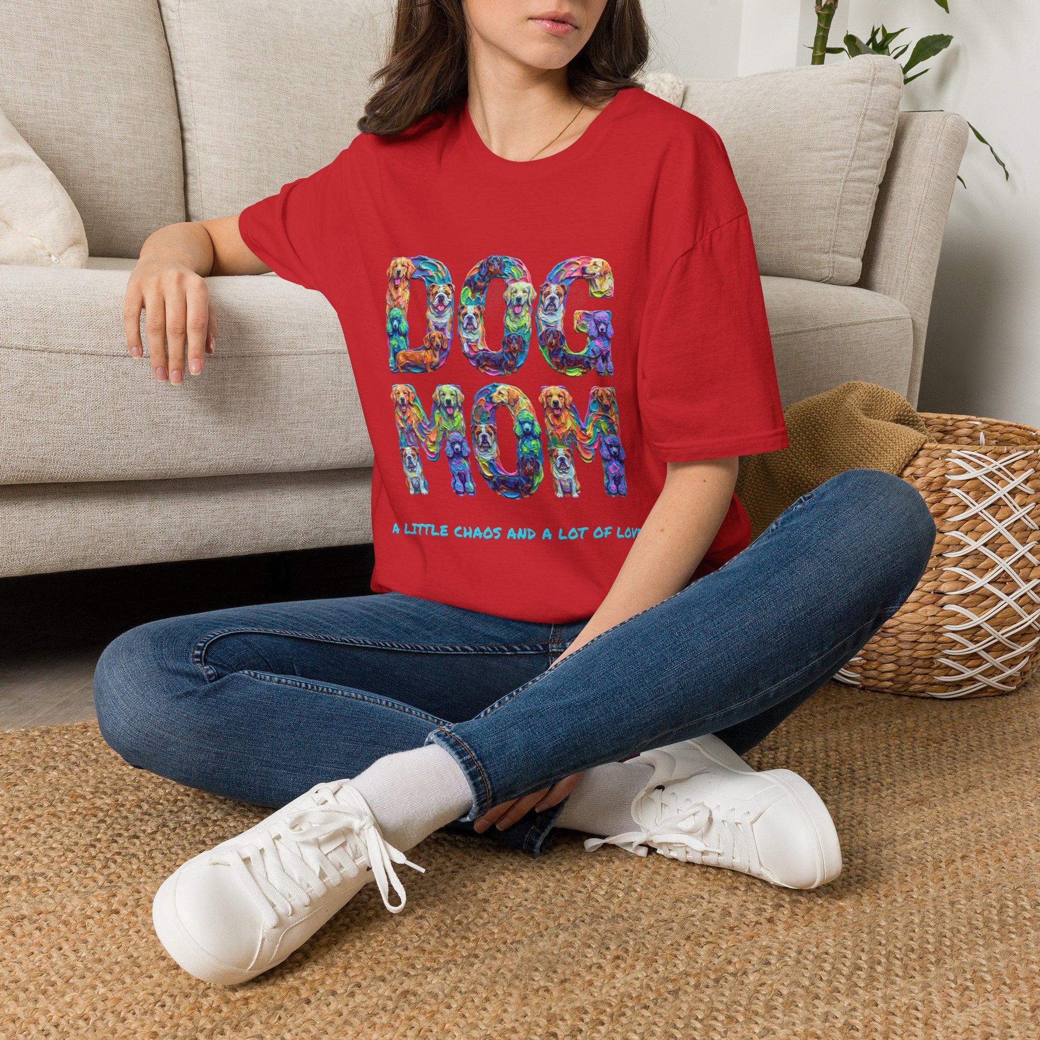 Dogs Mom Vibrant Soft T-Shirt (Dog Lover)