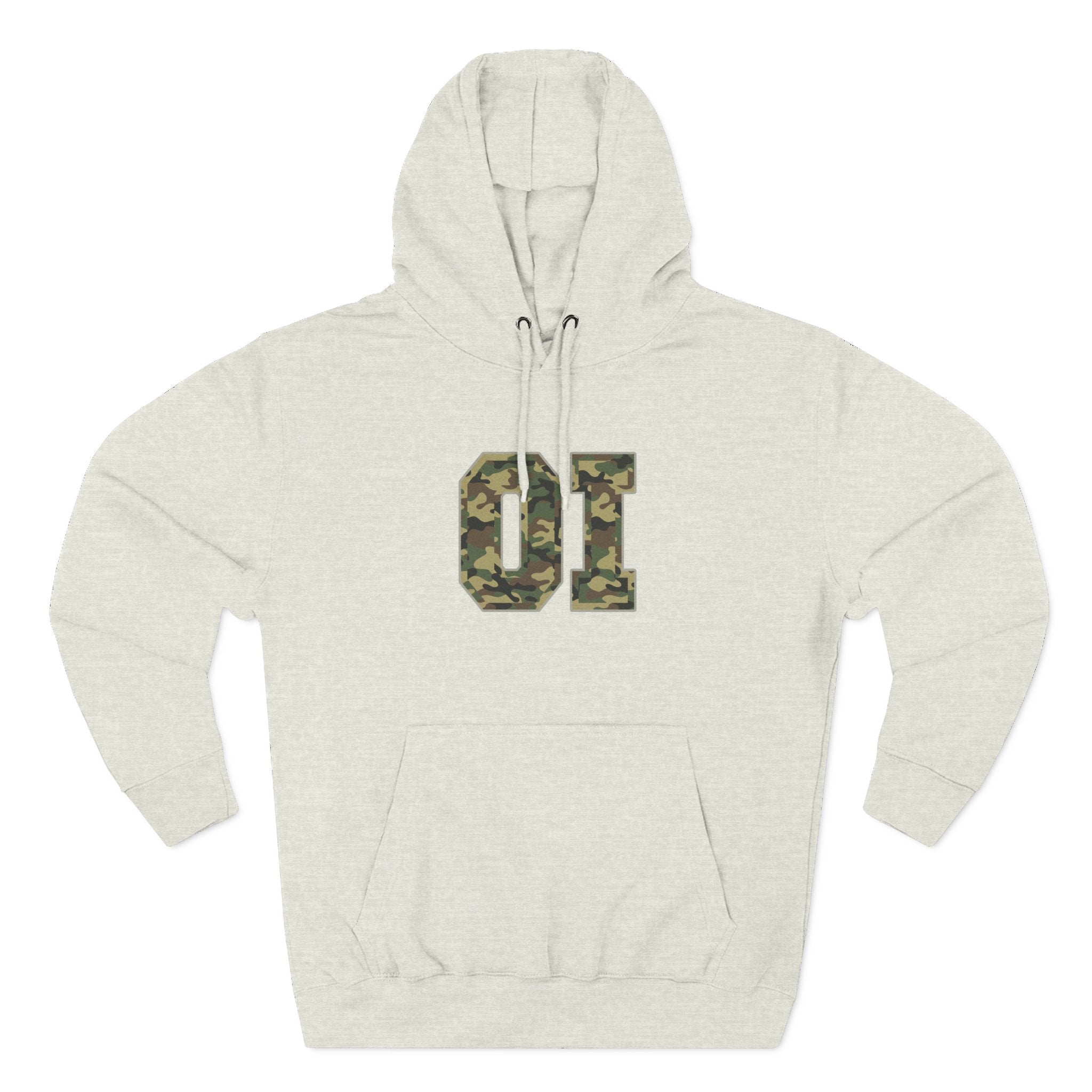 Camo 'OI' Fleece Hoodie — Military Number Camo Pullover (Organic Intelligence)