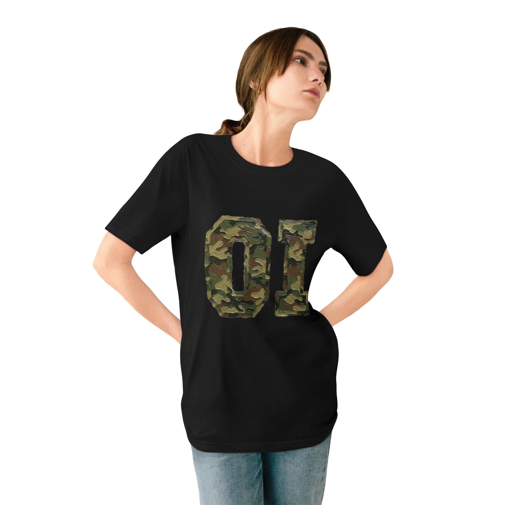 Organic Camo 'OI' Graphic T-Shirt — Military Style Vintage Number Tee (Organic Intelligence)