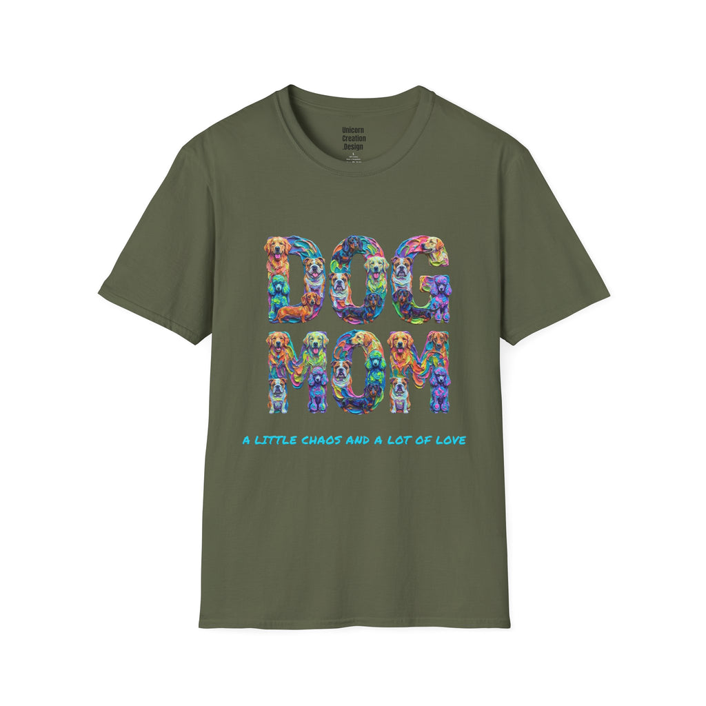 Dogs Mom Vibrant Soft T-Shirt (Dog Lover)