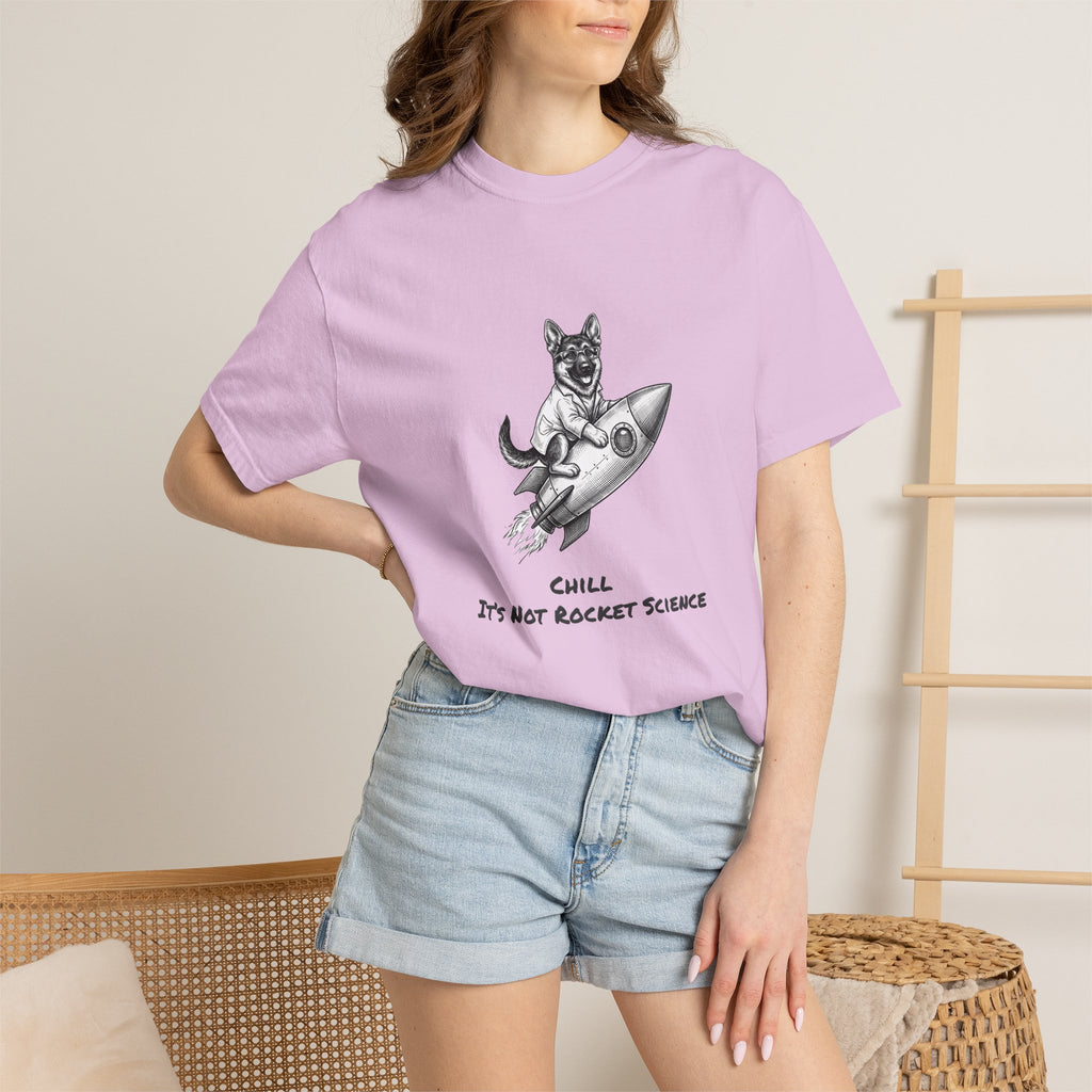 Dog on Rocket T-Shirt (Chill It’s Not Rocket Science Graphic Tee)
