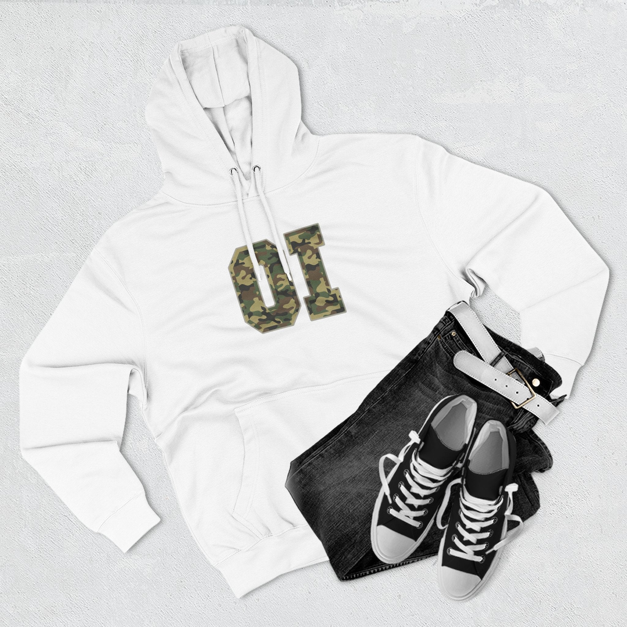 Camo 'OI' Fleece Hoodie — Military Number Camo Pullover (Organic Intelligence)
