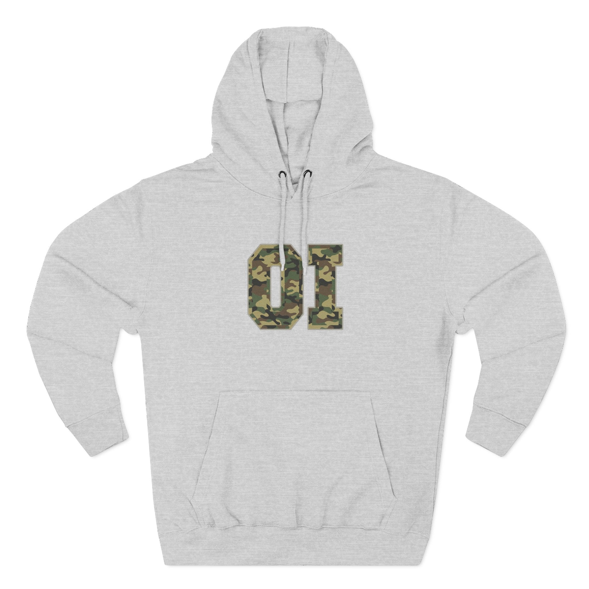 Camo 'OI' Fleece Hoodie — Military Number Camo Pullover (Organic Intelligence)