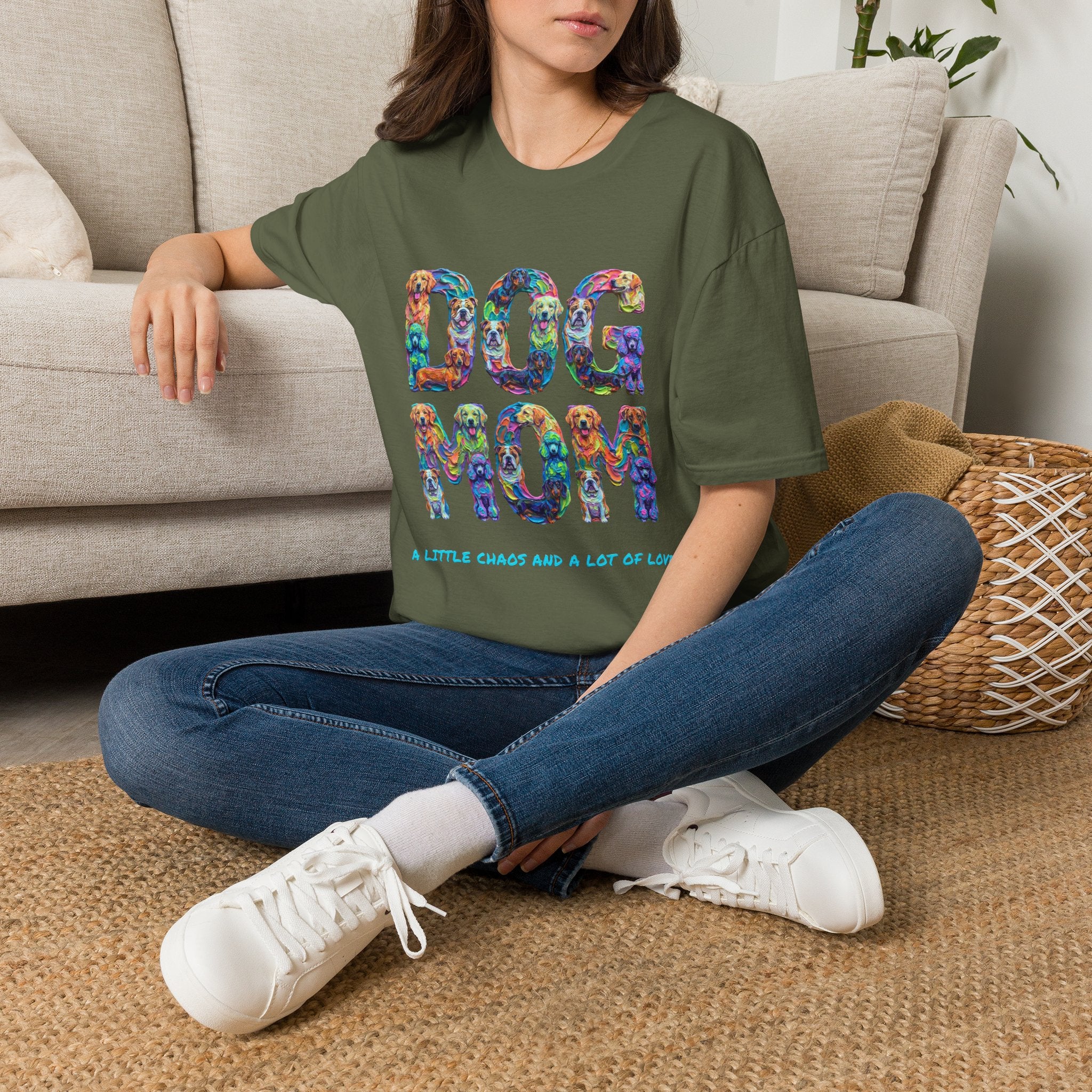 Dogs Mom Vibrant Soft T-Shirt (Dog Lover)