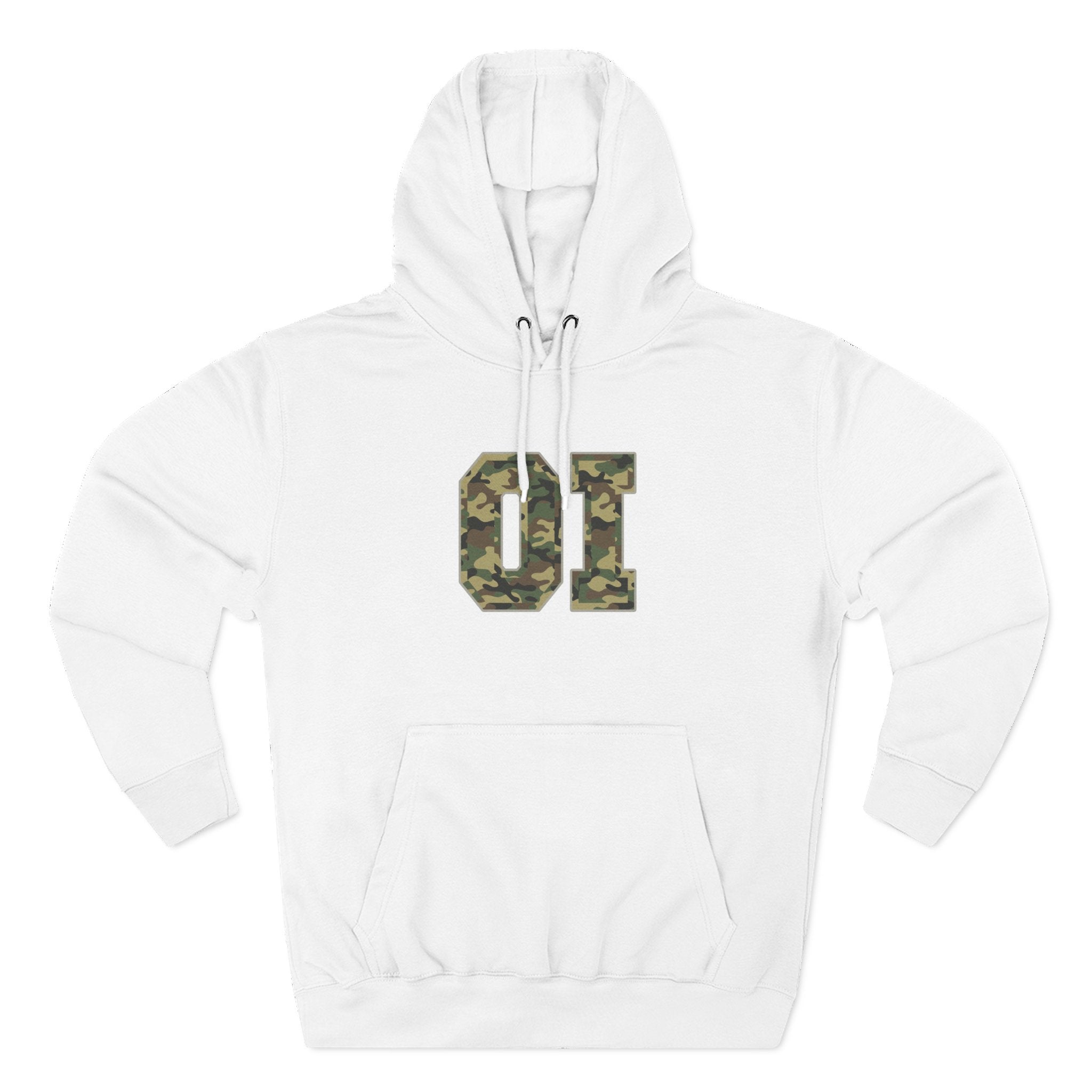 Camo 'OI' Fleece Hoodie — Military Number Camo Pullover (Organic Intelligence)