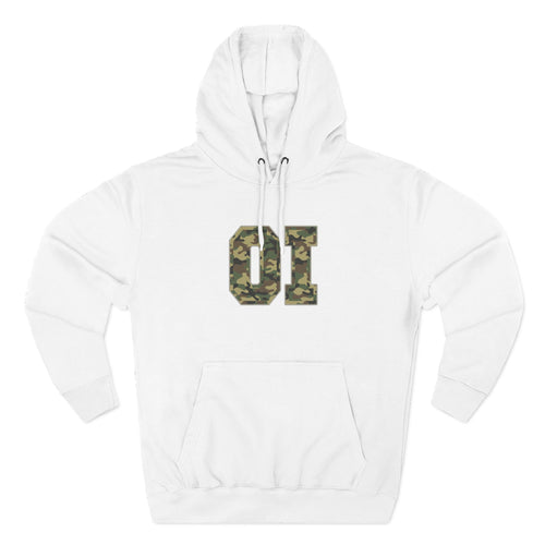 Camo 'OI' Fleece Hoodie — Military Number Camo Pullover (Organic Intelligence)