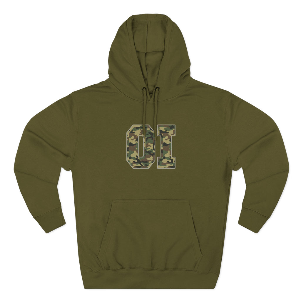 Camo 'OI' Fleece Hoodie — Military Number Camo Pullover (Organic Intelligence)