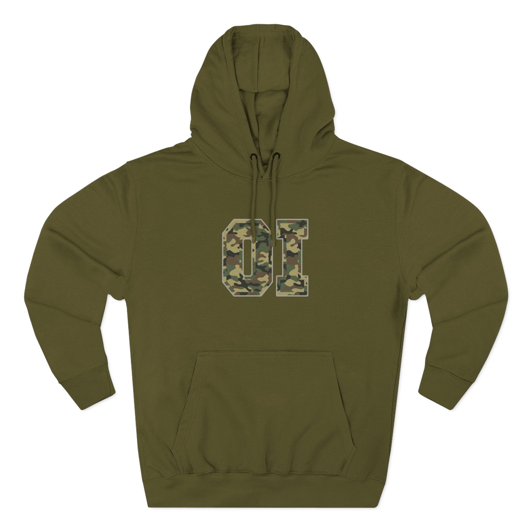 Camo 'OI' Fleece Hoodie — Military Number Camo Pullover (Organic Intelligence)